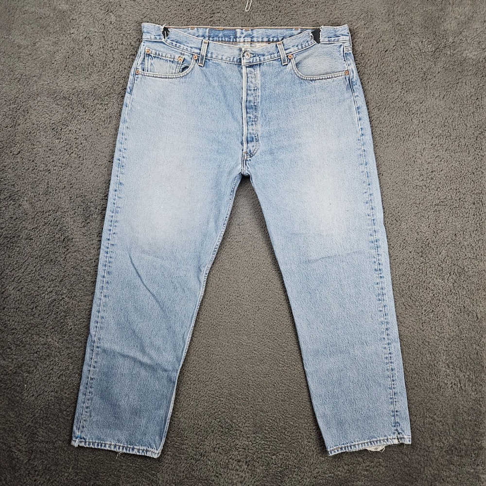 Vintage Levis 501 Mens Blue Straight Leg Button Fly Denim Jeans 38x29 Altered